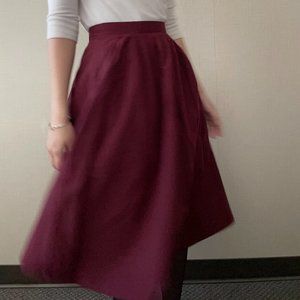 Burgundy Midi Skirt